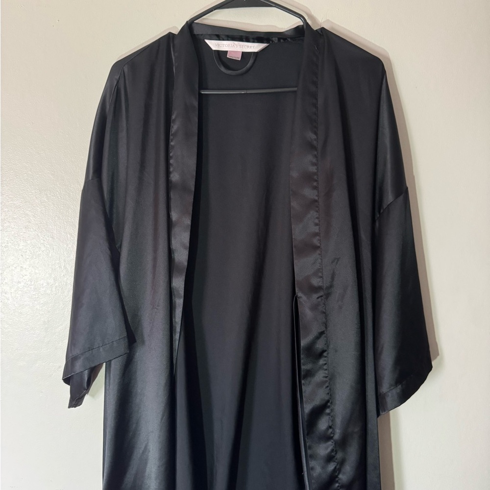 Victoria's Secret Black Satin Cape Jacket